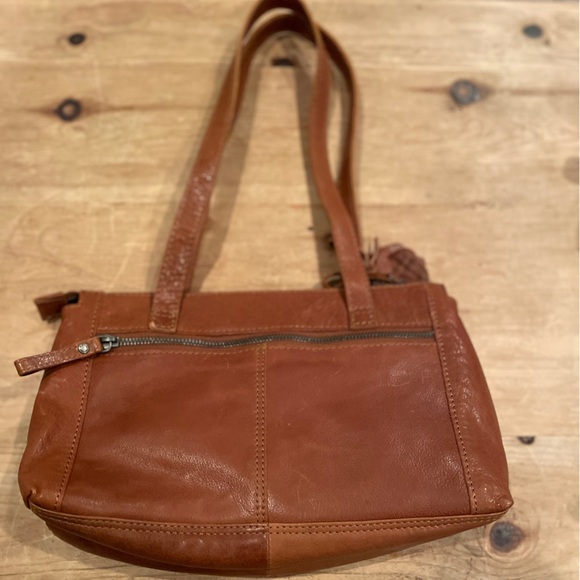 NWT Spikes & Sparrow Cognac Brandy Brown brass hdwre Leather Shoulder Bag - Picture 10 of 11